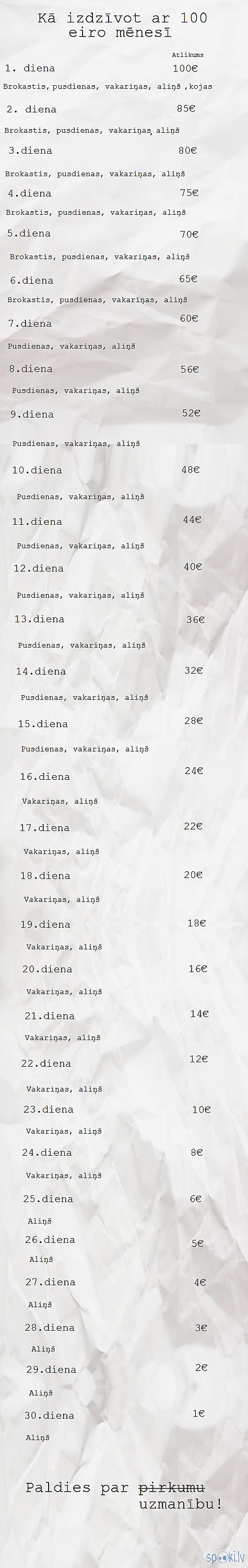 Tātad čeka veidā attēloju kā... Autors: ShakeYourBody Kā izdzīvot ar 100 eiro mēnesī? (LiepU)