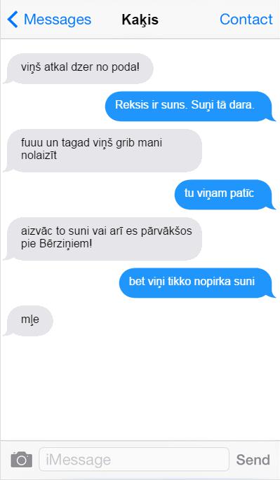 Autors: matilde Kaķis raksta SMS saimniekam. Tak var pasmieties!