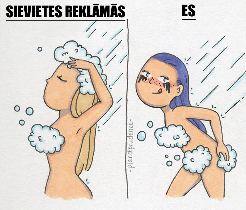 Kā meitenes mazgājas duscaronā Autors: matilde Tipiskās meiteņu problēmas. Komiksi, kuros viegli atpazīt sevi!