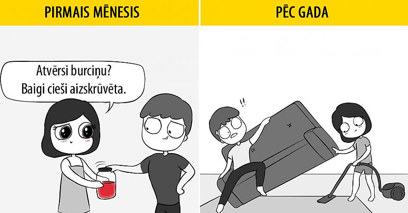 Autors: matilde 12 komiksi par to, kā izskatās romantiskās attiecības pirmajā mēnesī un pēc gada