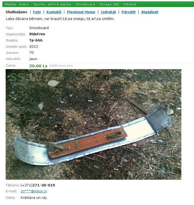 DIY sniega dēlisnbsp Autors: matilde Desmit EPISKĀKIE latviešu sludinājumi no SS.COM
