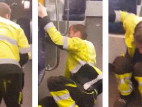 Rīgas Satiksmes tramvajā uzbrūk kaut kāds piedzēries čalis